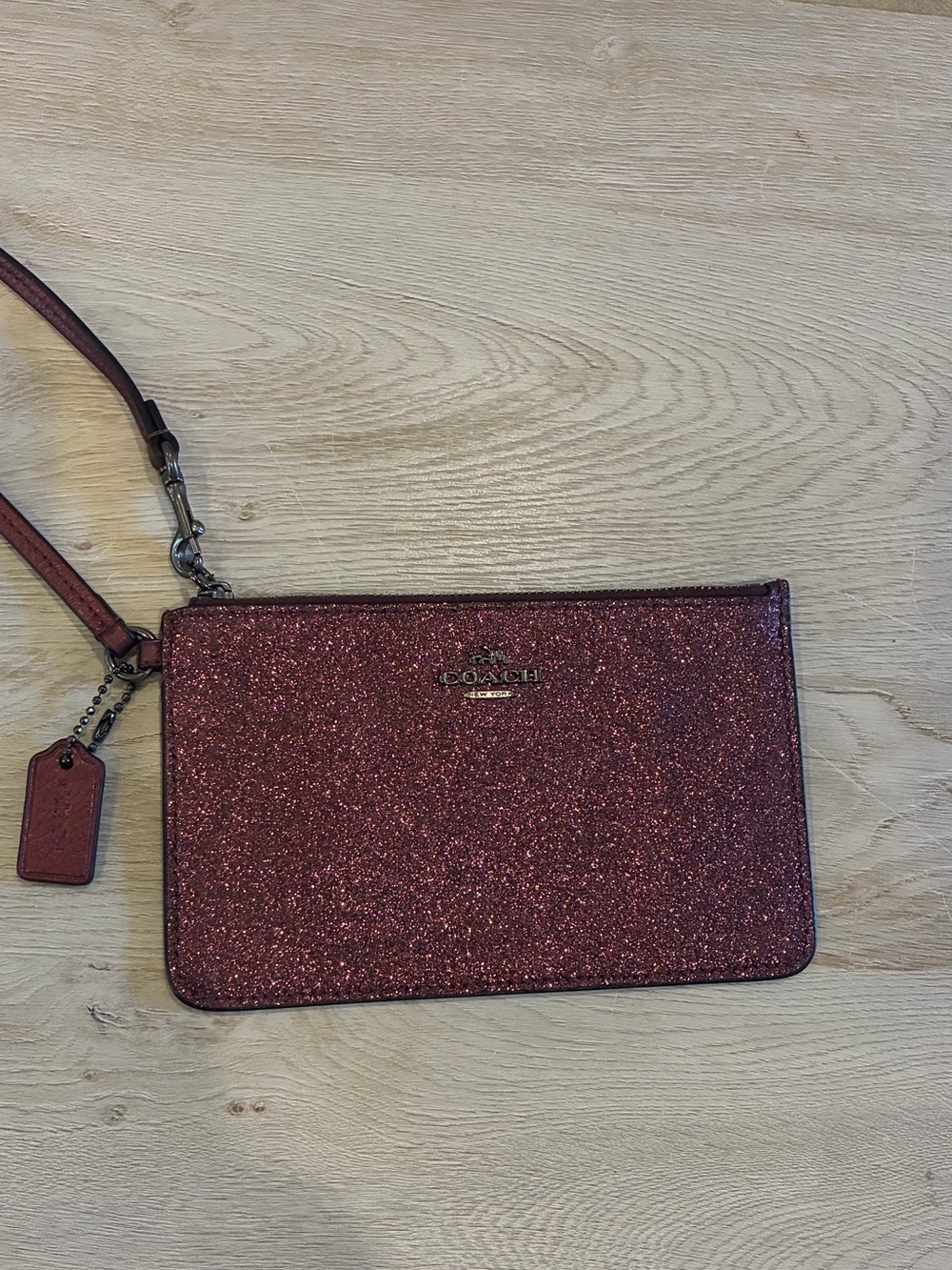 Coach Burgundy/Plum Glitter Wristlet